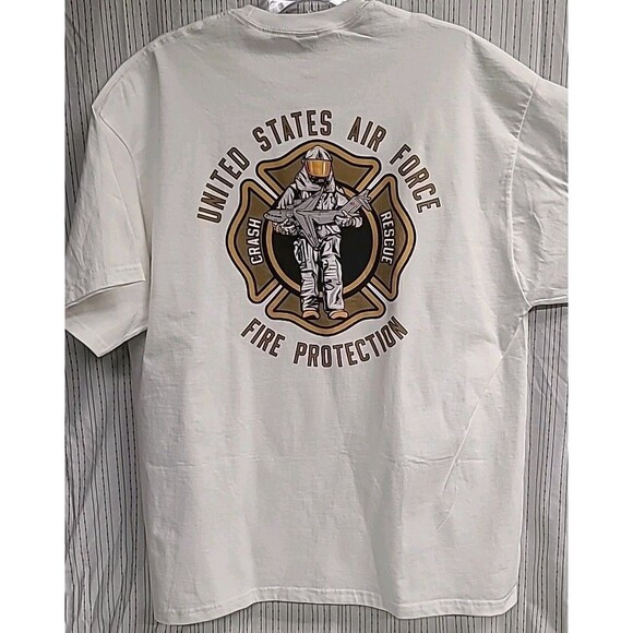 VTG USAF Fire Protection Veteran  Custom Men Back and front T-Shirt 2XL Casual - Picture 4 of 9